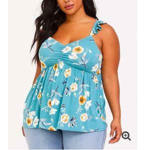 SUPER SOFT GREEN FLORAL BABYDOLL TANK